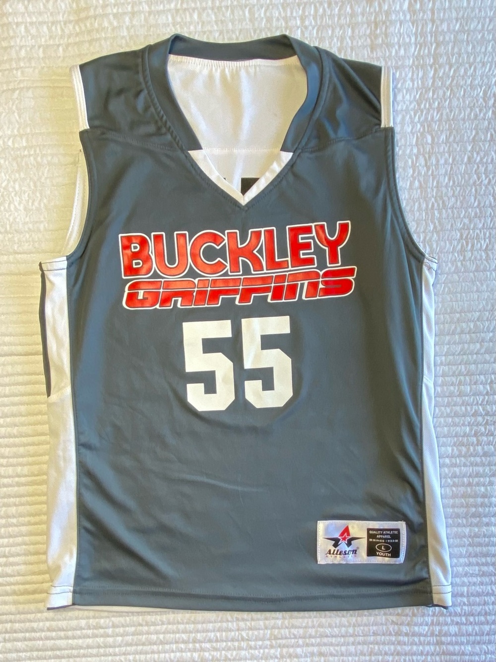Buckley Griffins #55 reversible basketball jersey by Alleson Athletic.